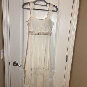 Neon by Bulux USA Women's Cream Dress Fully Lined Empire Waist High / Low